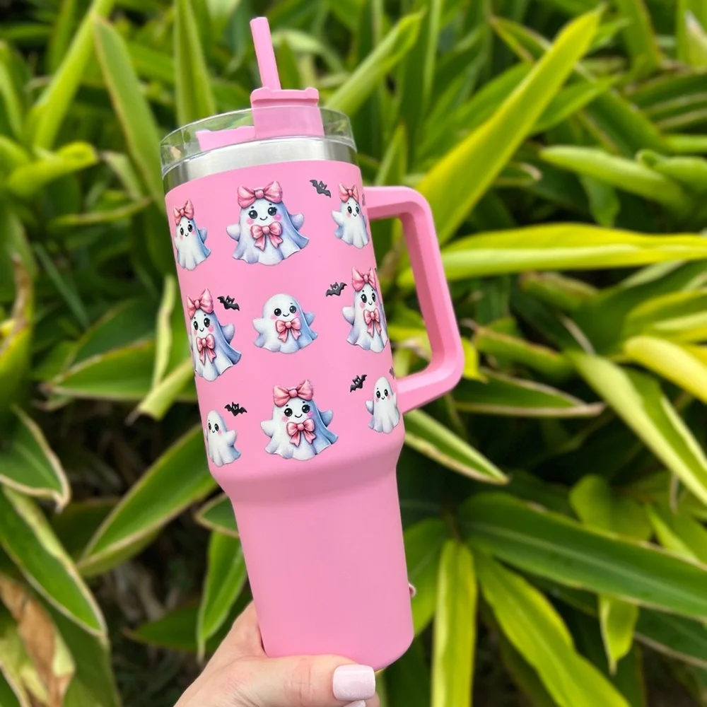 Pink Ghost Pattern Tumbler - Picture 2 of 3